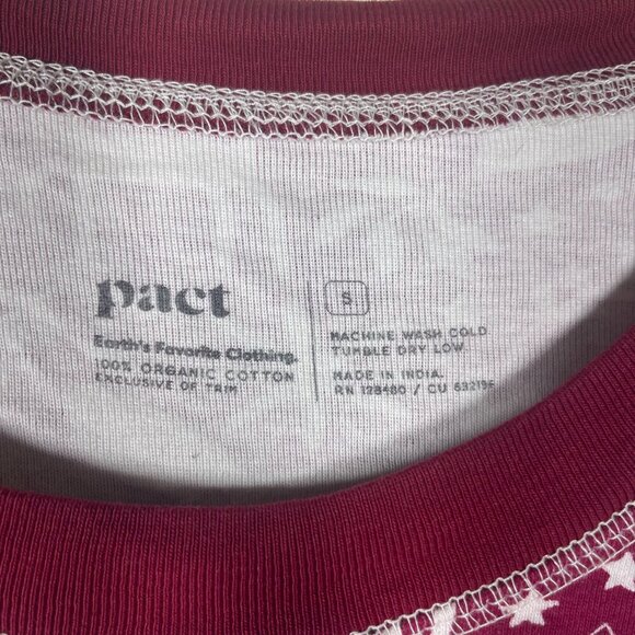 Pact Organic Cotton Men/Women Whimsical Holiday Pajamas Set Size Small Red White - Picture 3 of 8